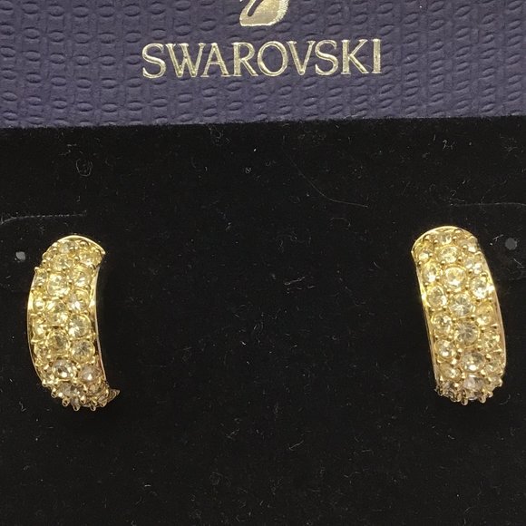 Swarovski New Crystals on Gold Band Earrings